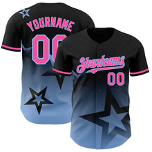 Charger l'image dans la galerie, Custom Black Pink-Light Blue 3D Pattern Design Gradient Style Twinkle Star Authentic Baseball Jersey