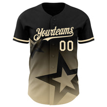 Charger l'image dans la galerie, Custom Black Cream 3D Pattern Design Gradient Style Twinkle Star Authentic Baseball Jersey