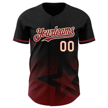 Charger l'image dans la galerie, Custom Black Crimson-Cream 3D Pattern Design Gradient Style Twinkle Star Authentic Baseball Jersey