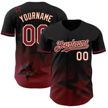 Charger l'image dans la galerie, Custom Black Crimson-Cream 3D Pattern Design Gradient Style Twinkle Star Authentic Baseball Jersey