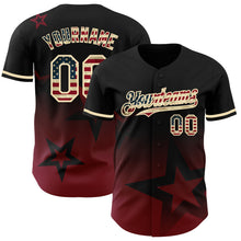 Charger l'image dans la galerie, Custom Black Vintage USA Flag Red-Cream 3D Pattern Design Gradient Style Twinkle Star Authentic Baseball Jersey
