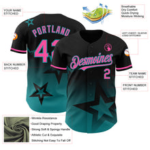 Load image into Gallery viewer, Custom Black Pink-Teal 3D Pattern Design Gradient Style Twinkle Star Authentic Baseball Jersey