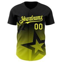 Charger l'image dans la galerie, Custom Black Neon Yellow 3D Pattern Design Gradient Style Twinkle Star Authentic Baseball Jersey
