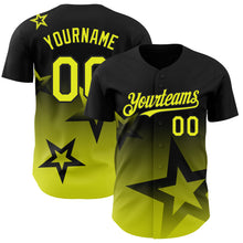 Charger l'image dans la galerie, Custom Black Neon Yellow 3D Pattern Design Gradient Style Twinkle Star Authentic Baseball Jersey