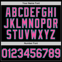 Load image into Gallery viewer, Custom Black Pink-Aqua 3D Pattern Design Gradient Style Twinkle Star Authentic Baseball Jersey