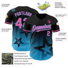 Charger l'image dans la galerie, Custom Black Pink-Sky Blue 3D Pattern Design Gradient Style Twinkle Star Authentic Baseball Jersey