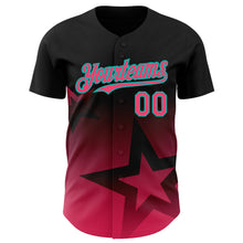 Charger l'image dans la galerie, Custom Black Neon Pink-Aqua 3D Pattern Design Gradient Style Twinkle Star Authentic Baseball Jersey