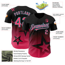 Charger l'image dans la galerie, Custom Black Neon Pink-Aqua 3D Pattern Design Gradient Style Twinkle Star Authentic Baseball Jersey