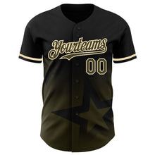 Charger l'image dans la galerie, Custom Black Olive-Cream 3D Pattern Design Gradient Style Twinkle Star Authentic Baseball Jersey