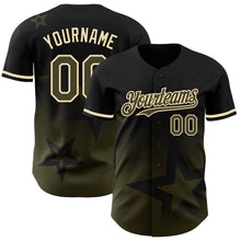 Charger l'image dans la galerie, Custom Black Olive-Cream 3D Pattern Design Gradient Style Twinkle Star Authentic Baseball Jersey