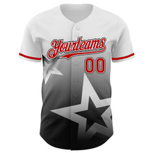 Charger l'image dans la galerie, Custom White Red-Black 3D Pattern Design Gradient Style Twinkle Star Authentic Baseball Jersey