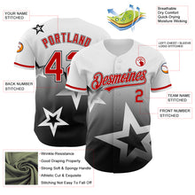 Charger l'image dans la galerie, Custom White Red-Black 3D Pattern Design Gradient Style Twinkle Star Authentic Baseball Jersey
