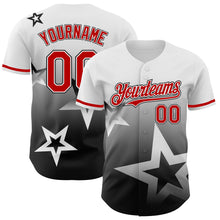 Charger l'image dans la galerie, Custom White Red-Black 3D Pattern Design Gradient Style Twinkle Star Authentic Baseball Jersey