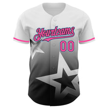 Load image into Gallery viewer, Custom White Pink Black-Light Blue 3D Pattern Design Gradient Style Twinkle Star Authentic Baseball Jersey