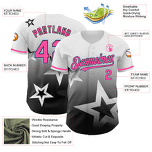 Load image into Gallery viewer, Custom White Pink Black-Light Blue 3D Pattern Design Gradient Style Twinkle Star Authentic Baseball Jersey