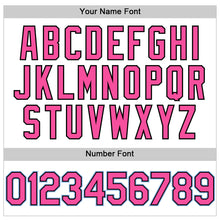 Load image into Gallery viewer, Custom White Pink Black-Light Blue 3D Pattern Design Gradient Style Twinkle Star Authentic Baseball Jersey