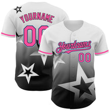 Load image into Gallery viewer, Custom White Pink Black-Light Blue 3D Pattern Design Gradient Style Twinkle Star Authentic Baseball Jersey