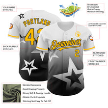 Charger l'image dans la galerie, Custom White Gold-Black 3D Pattern Design Gradient Style Twinkle Star Authentic Baseball Jersey