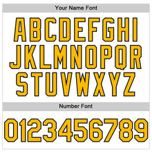 Charger l'image dans la galerie, Custom White Gold-Black 3D Pattern Design Gradient Style Twinkle Star Authentic Baseball Jersey