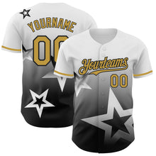 Laden Sie das Bild in den Galerie-Viewer, Custom White Old Gold-Black 3D Pattern Design Gradient Style Twinkle Star Authentic Baseball Jersey