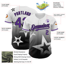 Load image into Gallery viewer, Custom White Purple-Black 3D Pattern Design Gradient Style Twinkle Star Authentic Baseball Jersey