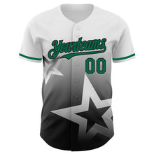 Load image into Gallery viewer, Custom White Kelly Green-Black 3D Pattern Design Gradient Style Twinkle Star Authentic Baseball Jersey