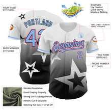 Load image into Gallery viewer, Custom White Light Blue Black-Pink 3D Pattern Design Gradient Style Twinkle Star Authentic Baseball Jersey