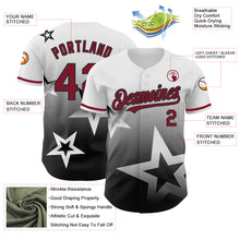 Laden Sie das Bild in den Galerie-Viewer, Custom White Crimson-Black 3D Pattern Design Gradient Style Twinkle Star Authentic Baseball Jersey