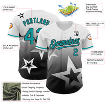 Charger l'image dans la galerie, Custom White Teal-Black 3D Pattern Design Gradient Style Twinkle Star Authentic Baseball Jersey