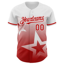 Charger l'image dans la galerie, Custom White Red 3D Pattern Design Gradient Style Twinkle Star Authentic Baseball Jersey