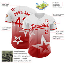 Charger l'image dans la galerie, Custom White Red 3D Pattern Design Gradient Style Twinkle Star Authentic Baseball Jersey