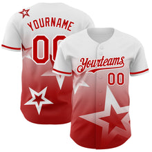 Charger l'image dans la galerie, Custom White Red 3D Pattern Design Gradient Style Twinkle Star Authentic Baseball Jersey