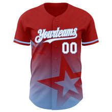 Charger l'image dans la galerie, Custom Red White-Light Blue 3D Pattern Design Gradient Style Twinkle Star Authentic Baseball Jersey