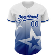 Charger l'image dans la galerie, Custom White Royal 3D Pattern Design Gradient Style Twinkle Star Authentic Baseball Jersey