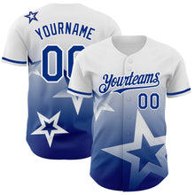 Charger l'image dans la galerie, Custom White Royal 3D Pattern Design Gradient Style Twinkle Star Authentic Baseball Jersey
