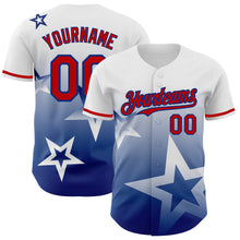 Charger l'image dans la galerie, Custom White Red-Royal 3D Pattern Design Gradient Style Twinkle Star Authentic Baseball Jersey