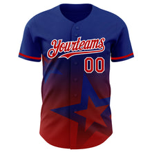 Charger l'image dans la galerie, Custom Royal Red-White 3D Pattern Design Gradient Style Twinkle Star Authentic Baseball Jersey