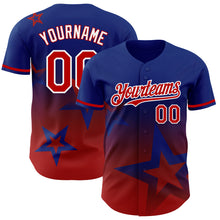 Charger l'image dans la galerie, Custom Royal Red-White 3D Pattern Design Gradient Style Twinkle Star Authentic Baseball Jersey