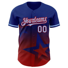 Charger l'image dans la galerie, Custom Royal Light Blue-Red 3D Pattern Design Gradient Style Twinkle Star Authentic Baseball Jersey