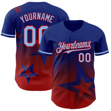 Charger l'image dans la galerie, Custom Royal Light Blue-Red 3D Pattern Design Gradient Style Twinkle Star Authentic Baseball Jersey