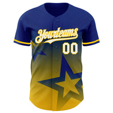 Charger l'image dans la galerie, Custom Royal White-Yellow 3D Pattern Design Gradient Style Twinkle Star Authentic Baseball Jersey