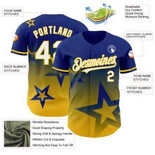 Charger l'image dans la galerie, Custom Royal White-Yellow 3D Pattern Design Gradient Style Twinkle Star Authentic Baseball Jersey