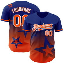 Charger l'image dans la galerie, Custom Royal Orange-White 3D Pattern Design Gradient Style Twinkle Star Authentic Baseball Jersey
