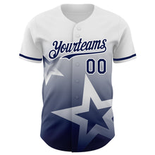 Charger l'image dans la galerie, Custom White Navy 3D Pattern Design Gradient Style Twinkle Star Authentic Baseball Jersey