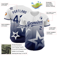 Charger l'image dans la galerie, Custom White Navy 3D Pattern Design Gradient Style Twinkle Star Authentic Baseball Jersey
