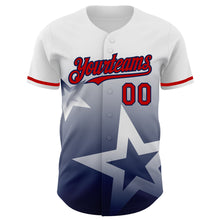 Charger l'image dans la galerie, Custom White Red-Navy 3D Pattern Design Gradient Style Twinkle Star Authentic Baseball Jersey