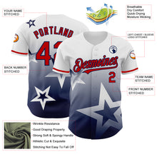 Charger l'image dans la galerie, Custom White Red-Navy 3D Pattern Design Gradient Style Twinkle Star Authentic Baseball Jersey