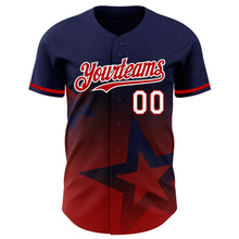 Charger l'image dans la galerie, Custom Royal Red-White 3D Pattern Design Gradient Style Twinkle Star Authentic Baseball Jersey