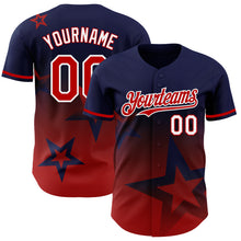 Charger l'image dans la galerie, Custom Royal Red-White 3D Pattern Design Gradient Style Twinkle Star Authentic Baseball Jersey