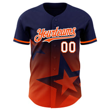 Charger l'image dans la galerie, Custom Navy Orange-White 3D Pattern Design Gradient Style Twinkle Star Authentic Baseball Jersey